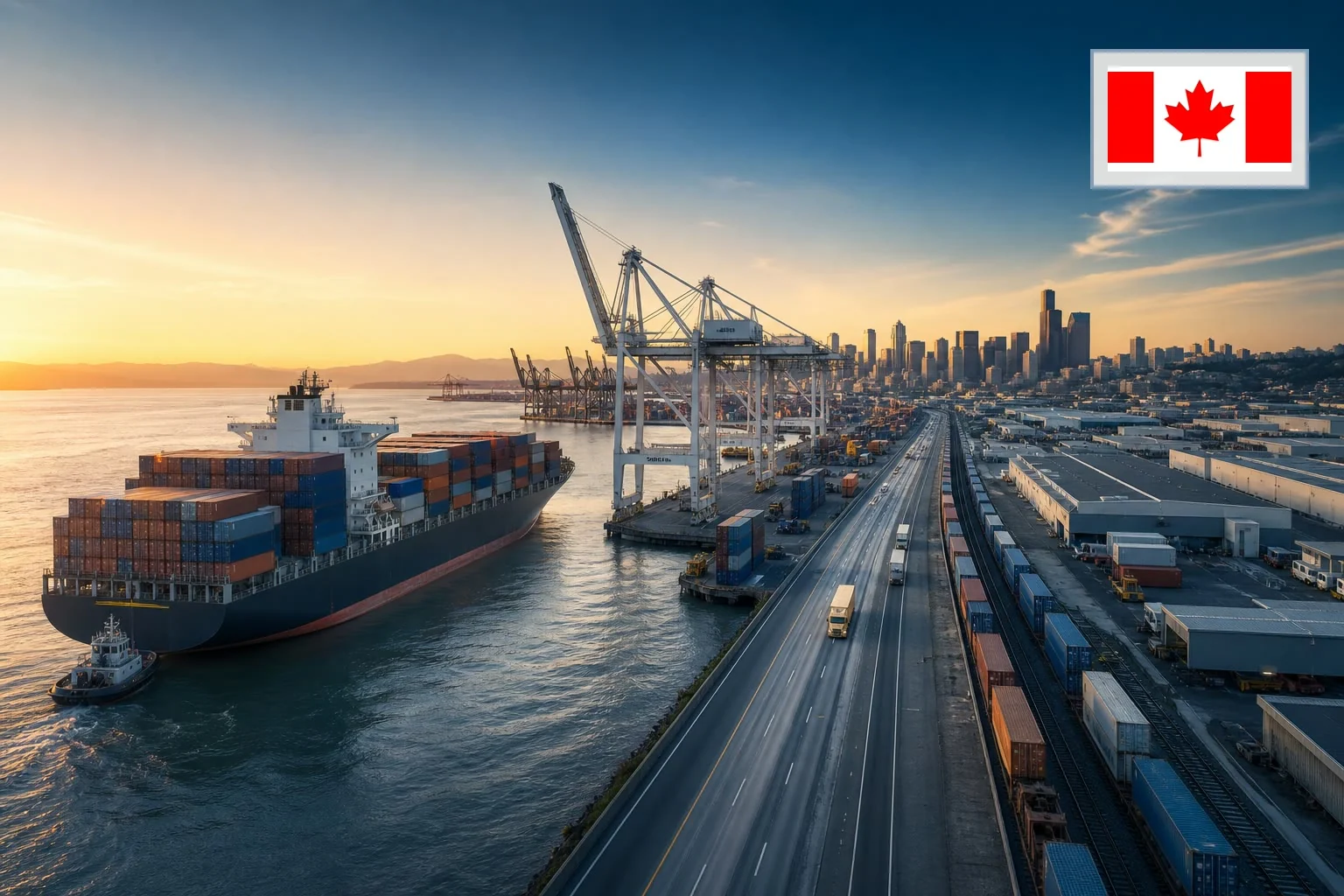 Destination-specific freight route from China to Canada