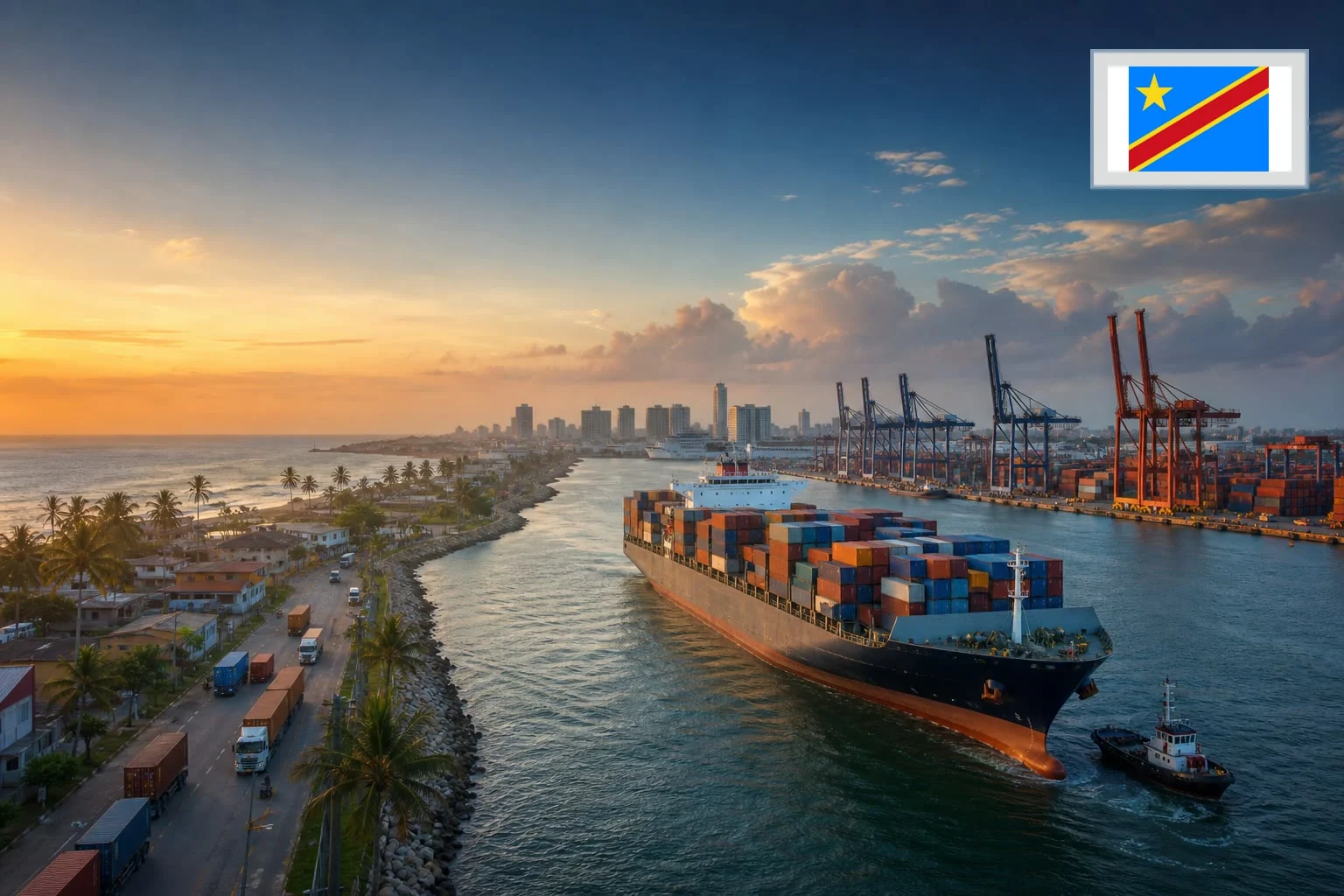 Destination-specific freight route from China to Democratic Republic of the Congo