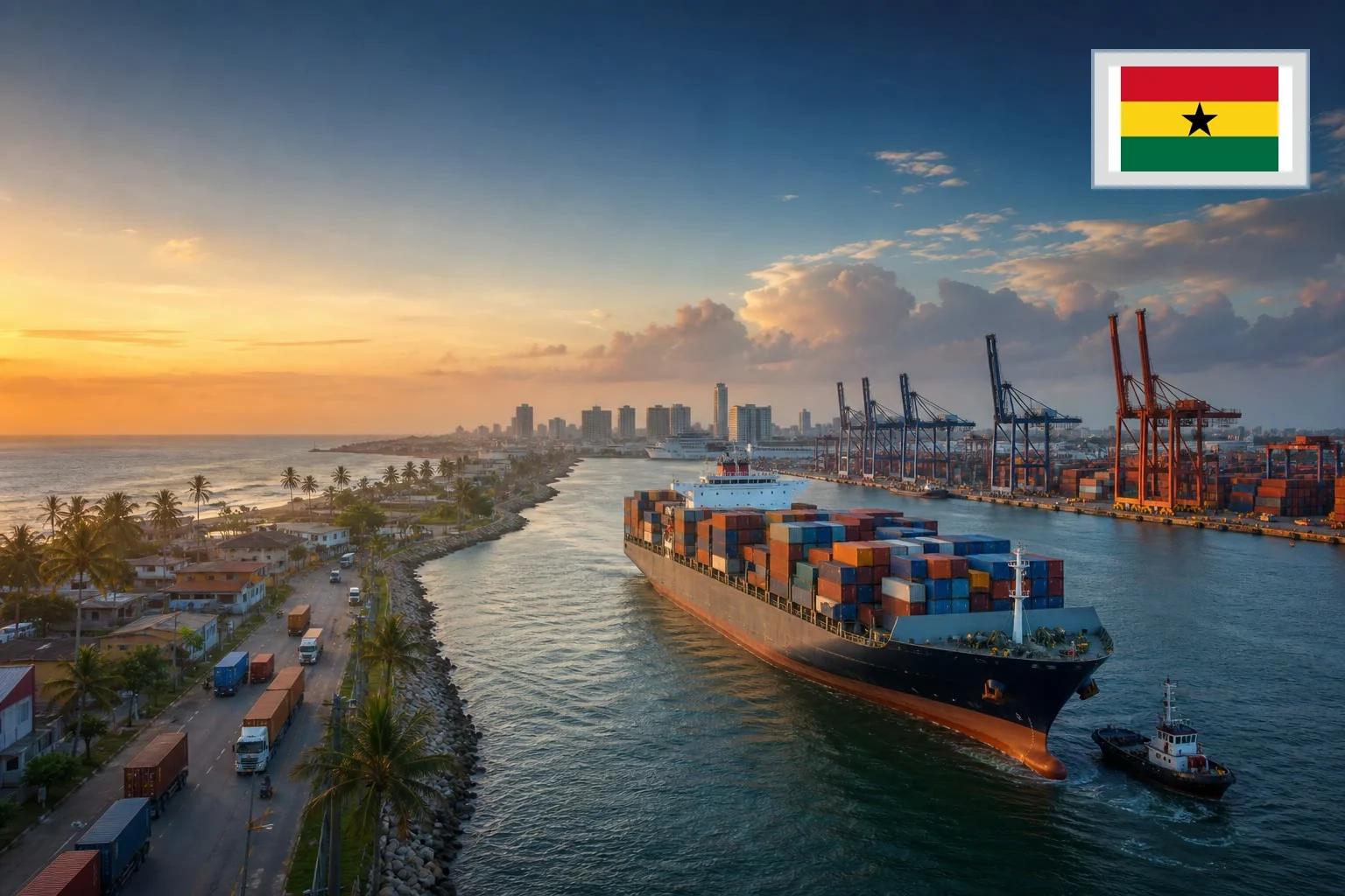 Destination-specific freight route from China to Ghana