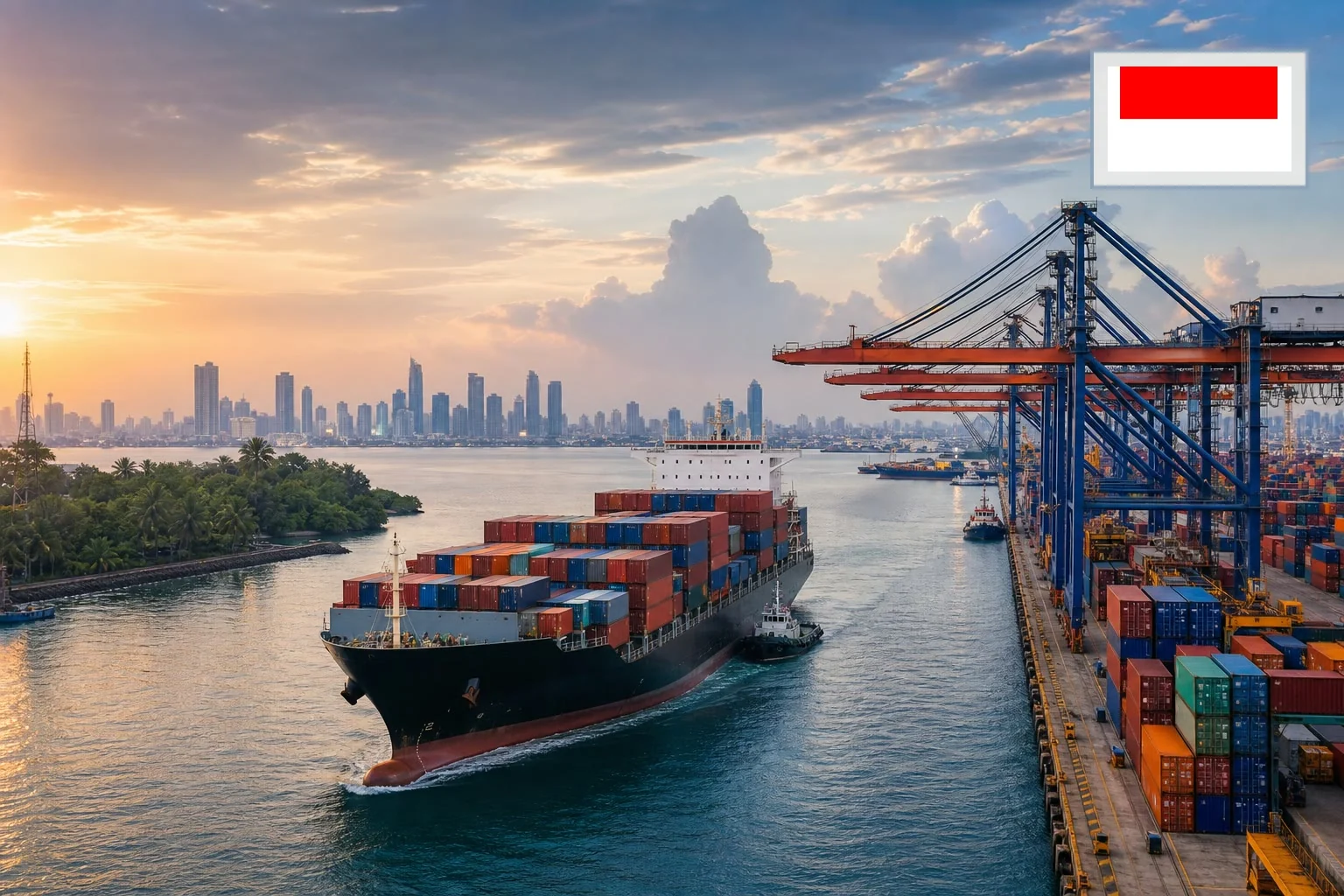 Destination-specific freight route from China to Indonesia