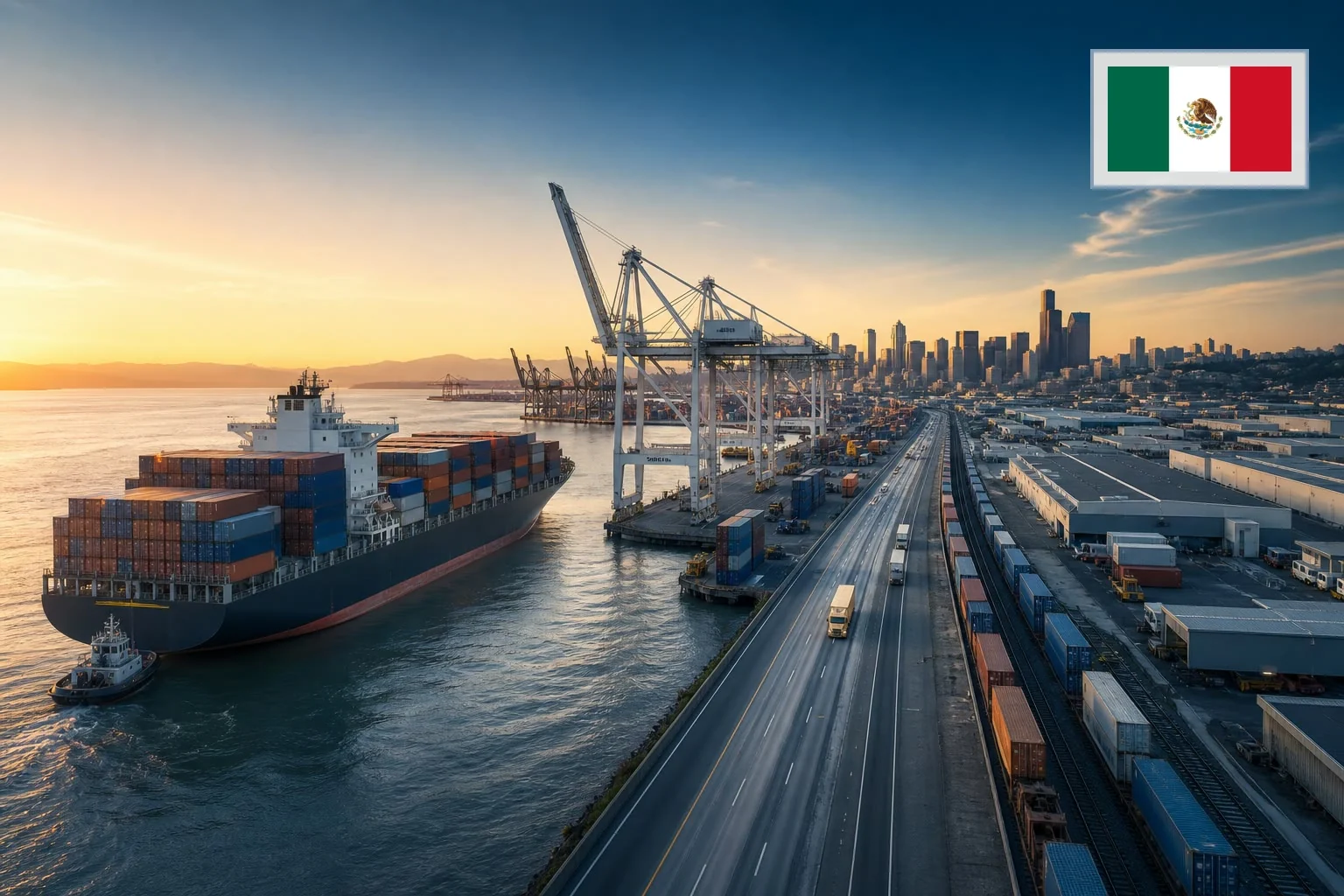 Destination-specific freight route from China to Mexico