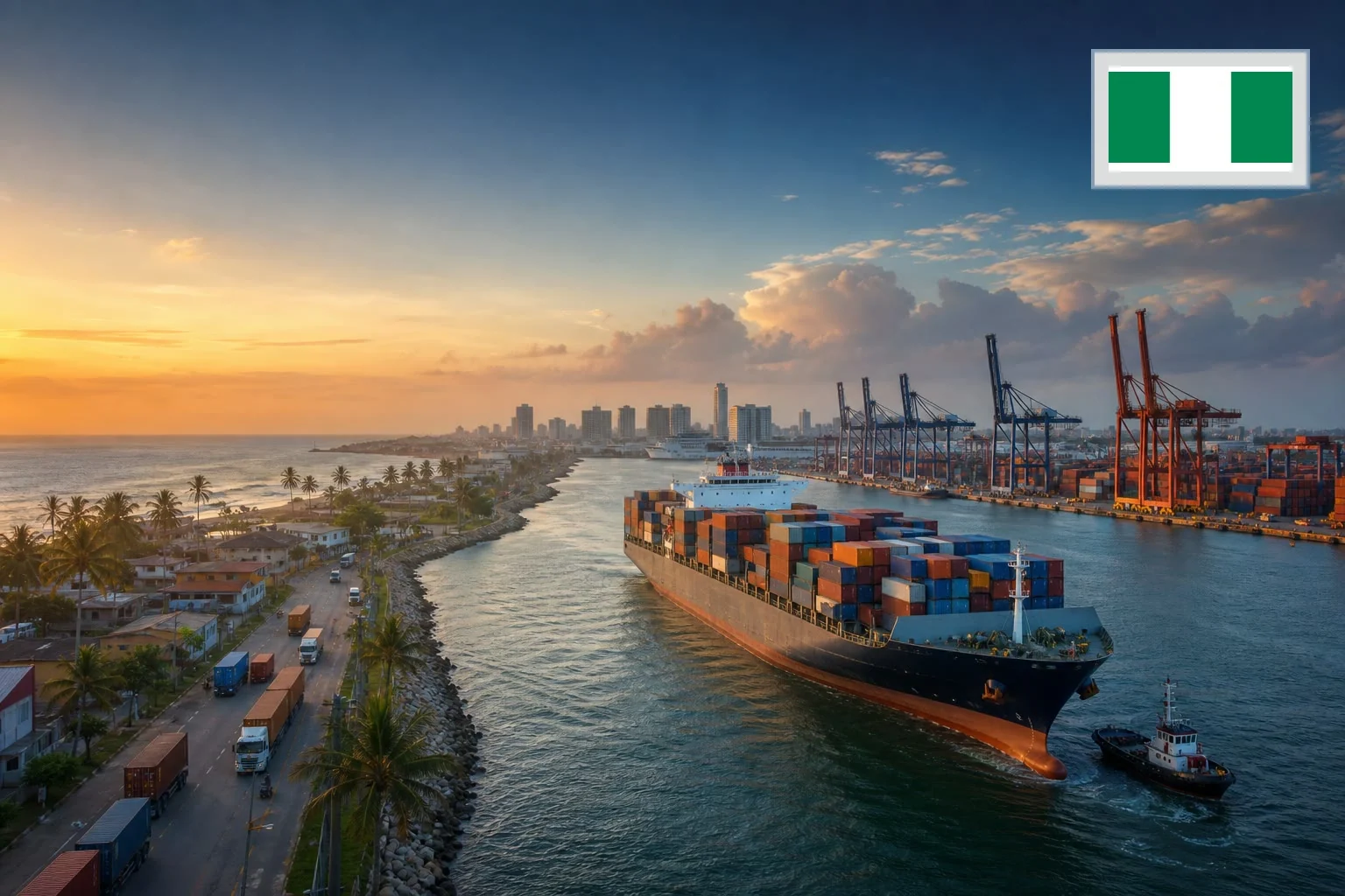 Destination-specific freight route from China to Nigeria