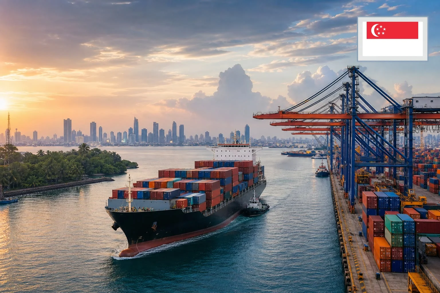 Destination-specific freight route from China to Singapore