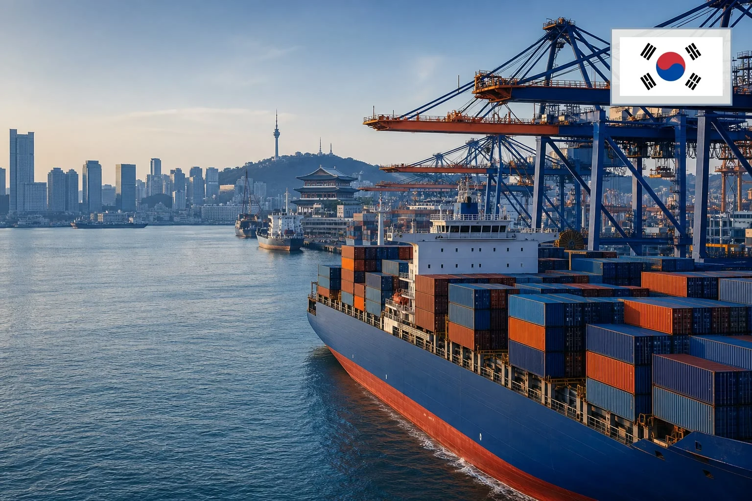 Destination-specific freight route from China to South Korea
