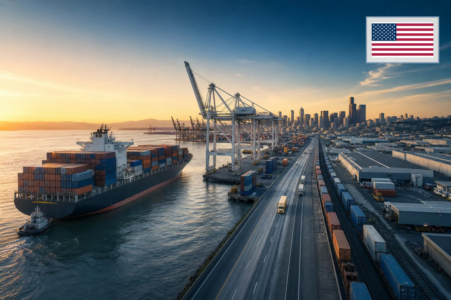 Destination-specific freight route from China to USA